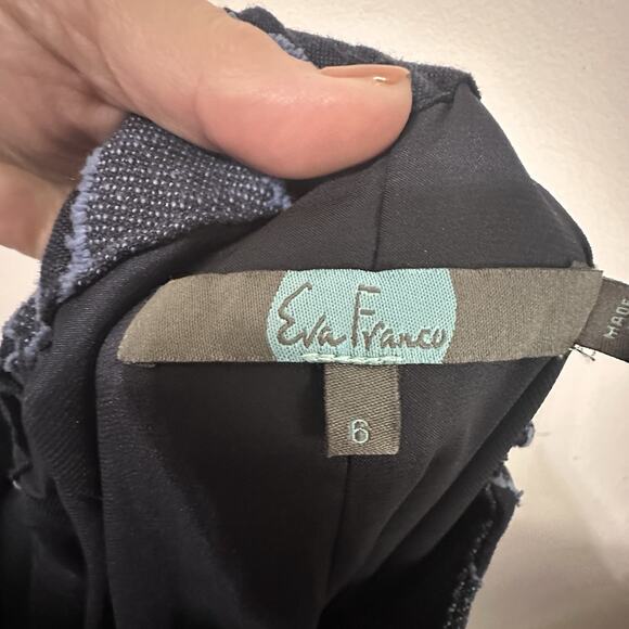 Anthropologie Eva Franco Skirt 6 Blue Textured Chevron Knee Length Boho Party - Picture 10 of 11